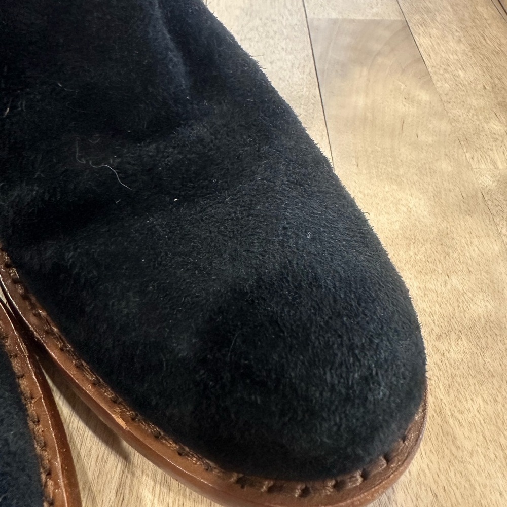 UGG Olivya 5597 Suede Leather Stacked Heel Slip On Ankle Boots Black Womans 7 - Picture 4 of 10